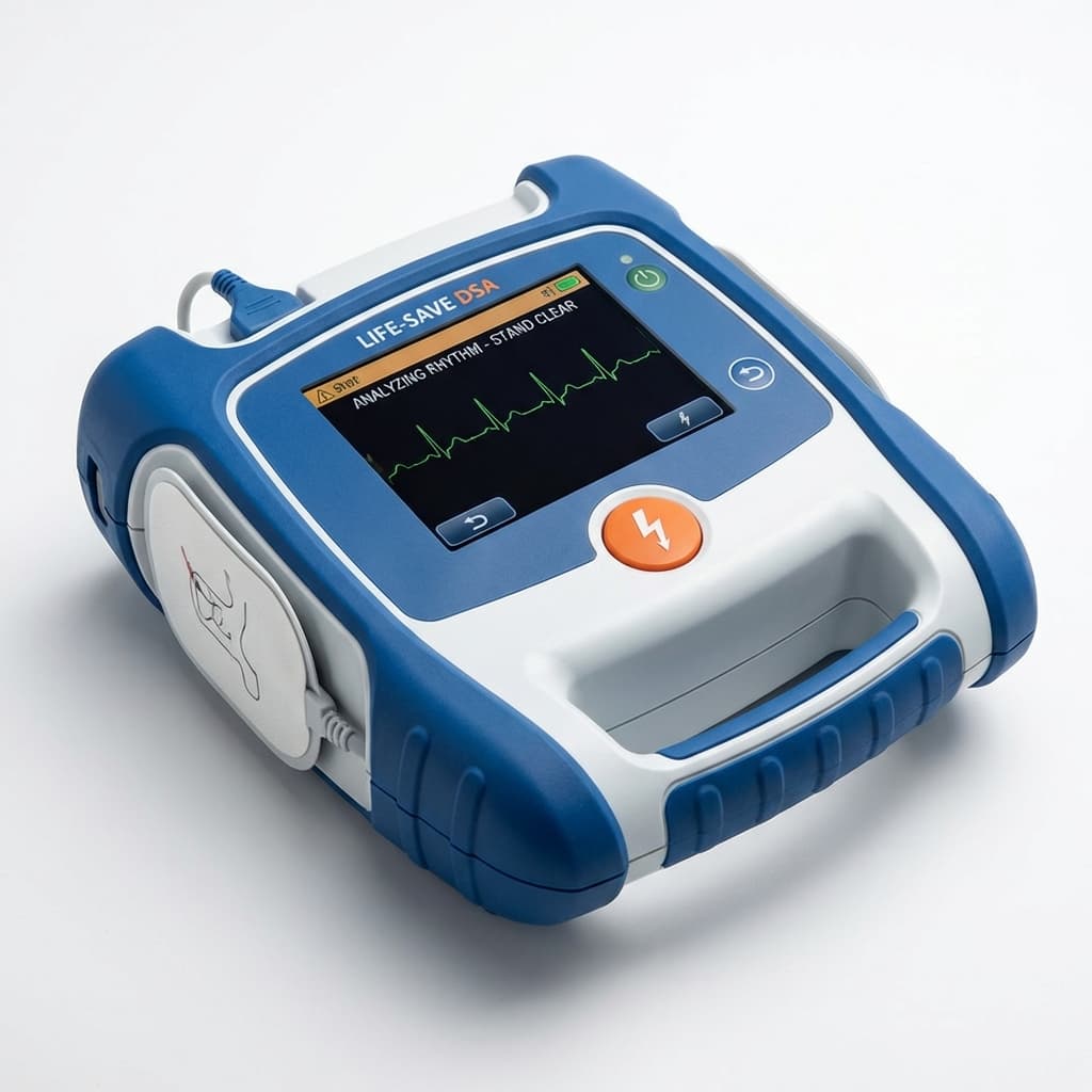 Defibrillateur semi-automatique et ecosysteme de maintenance